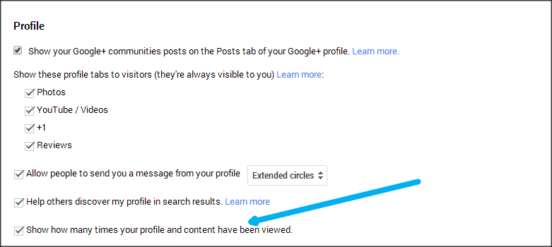 turn off google plus views